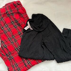 Victoria's Secret Red Plaid and Black Lounge Set
